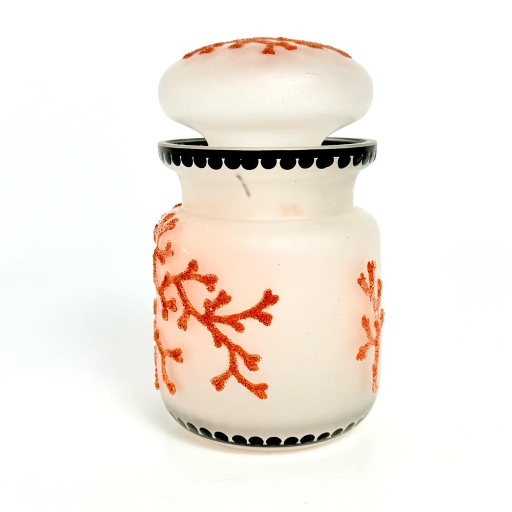Antique English Thomas Webb & Sons Coralene Frosted Glass Dresser Jar c.1920 - Picture 4 of 16